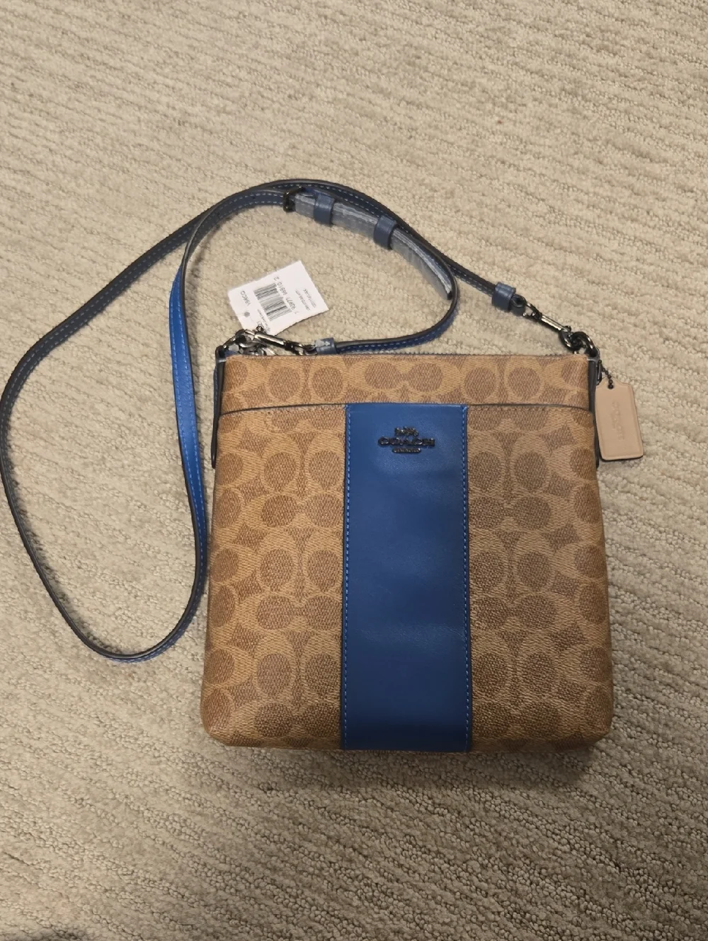 NWT Coach Signature Kitt Messenger Crossbody Bag-Dark Denim